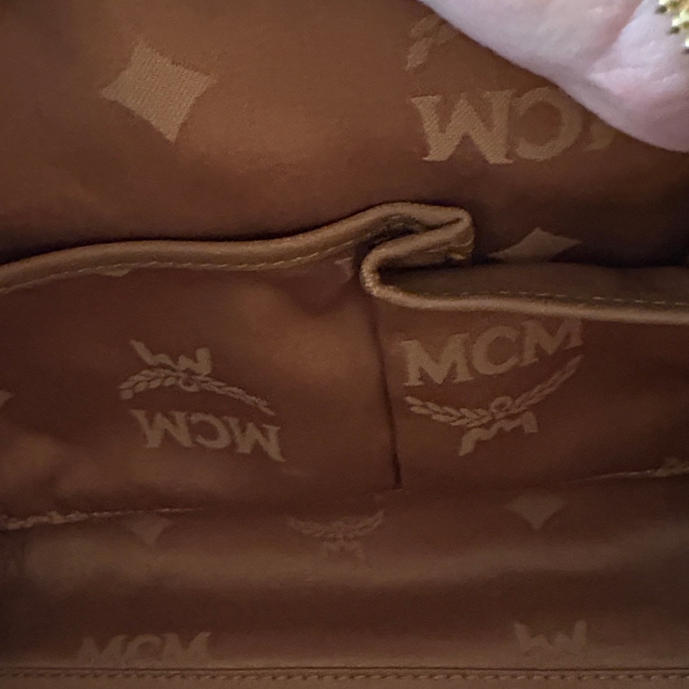 MCM Cognac Leather Satchel with Gold Accents - Picture 12 of 16